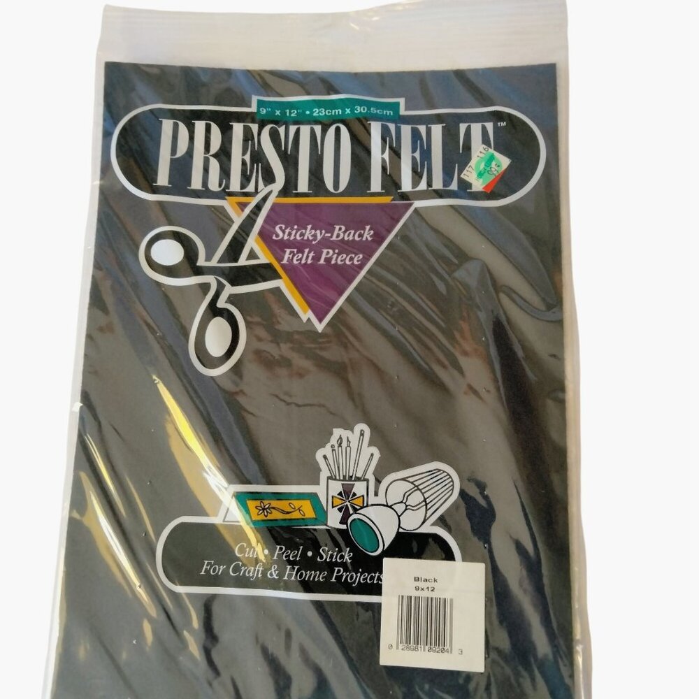 Presto Felt Sticky Back Black Felt Piece 9 x12 Craft Projects